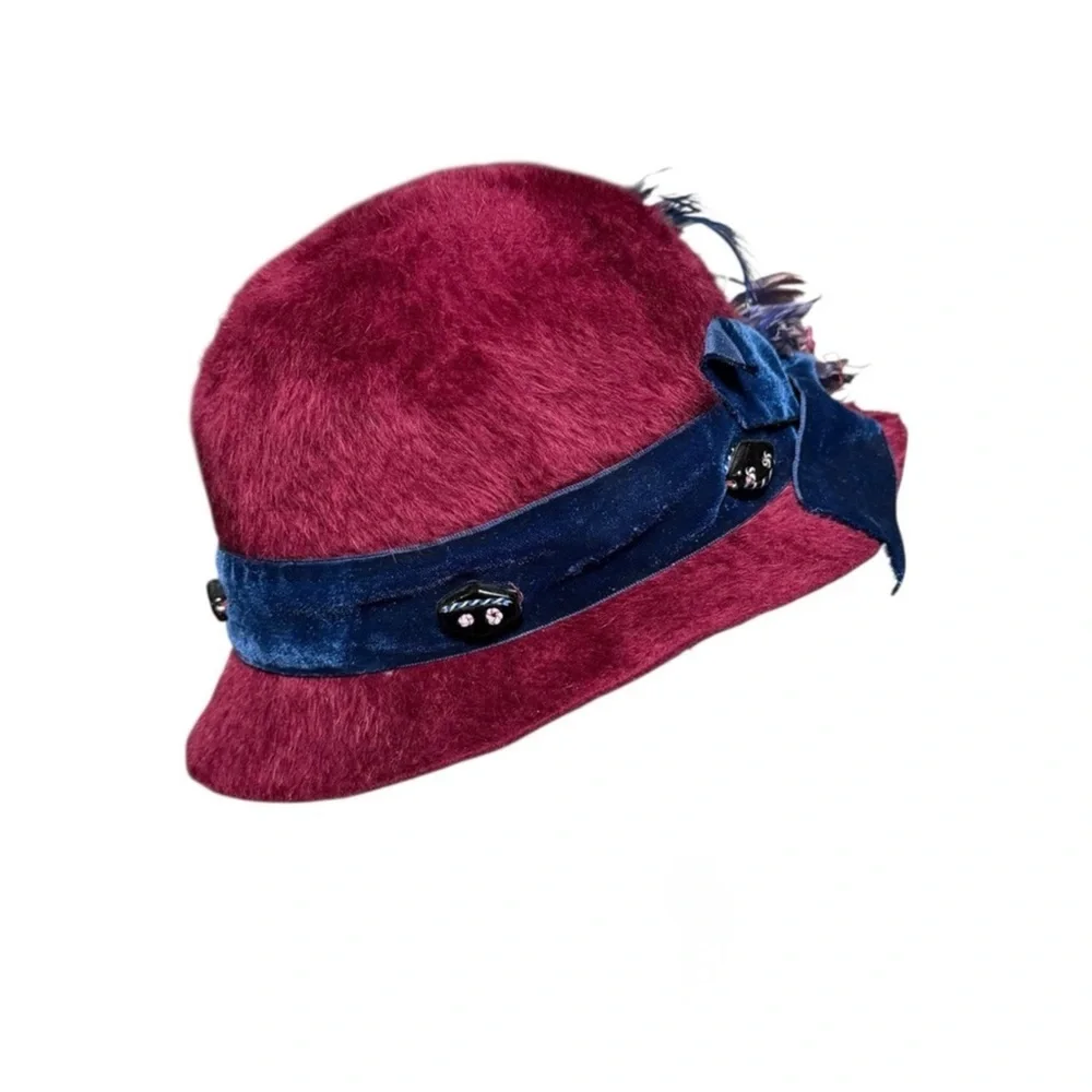 Handcrafted Felted Hat by Lydia Ginaldo with Floral Accent